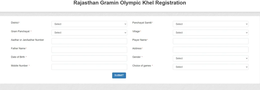 राजस्थान ग्रामीण ओलंपिक रजिस्ट्रेशन 2024